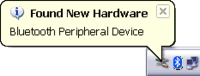 Found New Hardware - Bluetooth Peripheral Device - taskbar balloon