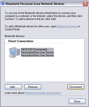 Bluetooth Personal Area Network Devices: disconnect from an ad hoc network (PAN)