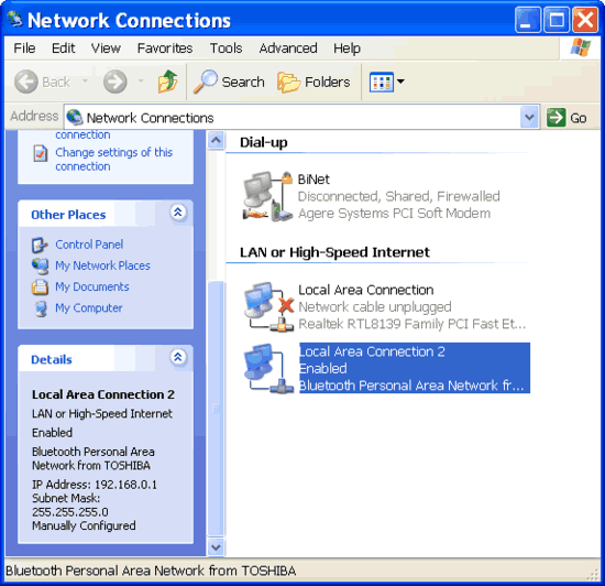 Enabling Internet Sharing Windows Vista