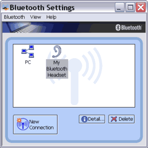 Bluetooth Settings window on TOSHIBA stack