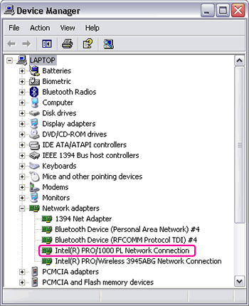Windows XP : Device Manager : Network adapters : Gigabit Ethernet adapter Windows XP : Device Manager : Network adapters : Gigabit Ethernet adapter