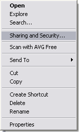 Windows XP: Windows Explorer - right click a folder name and select 'Sharing and Security' to share it with other users on the network.