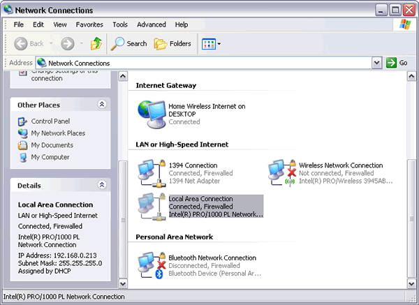 Windows XP : Network Connections - Local Area Connection Details on the ICS client shows client IP address 192.160.0.213 with subnet mask 255.255.255.0. Internet Gateway icon represents the ICS host. Windows XP : Network Connections - Local Area Connection Details on the ICS client shows client IP address 192.160.0.213 with subnet mask 255.255.255.0. Internet Gateway icon represents the ICS host.