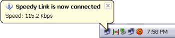 GPRS Internet connected taskbar balloon