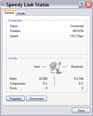 Infrared modem GPRS Internet connection status