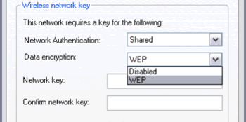 choosing wireless (Wi-Fi) Data encryption for Open or Shared