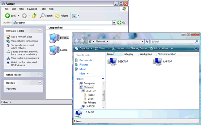 Connect Network Vista Xp