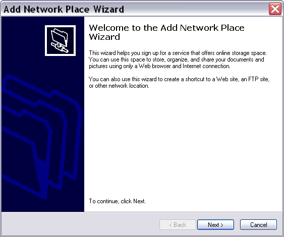 Add Network Place Wizard
