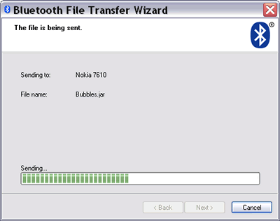 sending a java game file to a Nokia Bluetooth phone