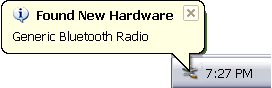 Generic Bluetooth Radio installation message