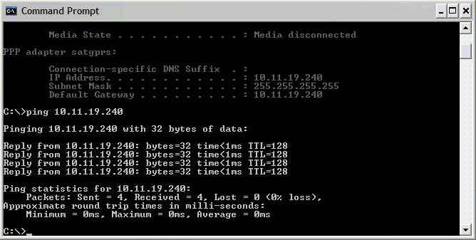 ping a network address from the Command Prompt