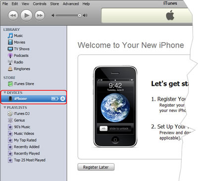 iTunes > DEVICES > iPhone (Rename here)