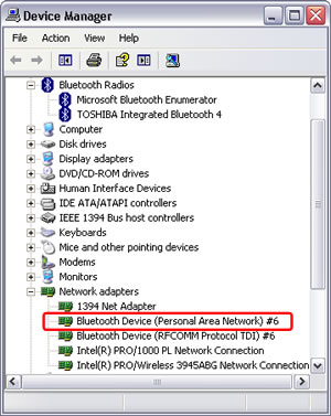 configura dispositivi bluetooth in Windows Windows XP Service Pack 3