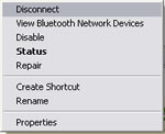 Windows XP > Network Connections : right click Bluetooth Network Connections, the select Disconnect